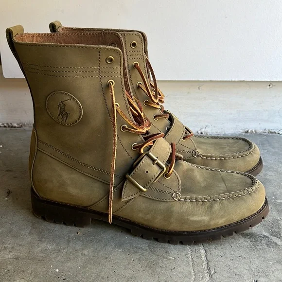 Polo Ralph Lauren Ranger Country boots new tan nubuck leather mens